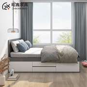 床现代简约双人床，高箱储物床小户型轻奢卧室，榻榻米抽屉收纳板式床