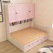 儿童床1.35m榻榻米衣柜书柜，一体1.2米小户型组合省空间储物床定制