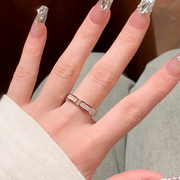 白贝母钛钢戒指女小众设计高级感素圈戒指情侣对戒尾戒轻奢食指环