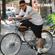 nomad自行车拿诺复古单车，电镀沙滩城市，通勤双碟刹减震变速