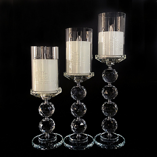 欧式透明水晶玻璃烛台，浪漫玻璃蜡烛台特大婚庆，家居样板房装饰摆件