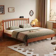 木宫匠法式复古温莎胡桃木床小户型卧室简约1.8m双人中古风实木床