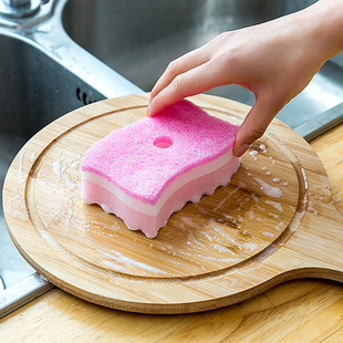 家用S型三层海绵擦加厚百洁布厨房用品强力清洁去污刷锅的洗碗布U