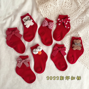 可爱超萌 新年红色宝宝袜