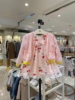 韩国童装春女童宝宝，粉色樱桃满印连衣裙甜美开衫毛衣套装