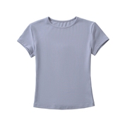 欧美风24辣妹小众设计修身性感小圆领纯色基础款短袖显瘦T恤