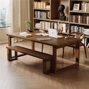 新中式莫比恩书房书桌客厅胡桃木大板桌实木轻奢现代原木风办公桌