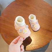 冬季一岁女宝宝公主学步鞋软底，6到12月婴儿袜套，鞋子秋冬不掉棉鞋8