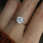 婚礼对戒闺蜜戒指s925纯银，超闪锆石戒指指环，女开口可调节时尚