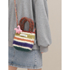 毛线针织斜挎小包包女2023彩虹，色复古出街手提包百搭托特小包