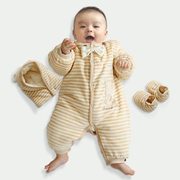 婴儿棉衣套装加厚新生儿冬季3-6-12个月加厚宝宝连体外出抱衣睡袋