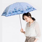 天堂伞刺绣二折伞黑胶防紫外线蕾丝绣花伞晴雨两用遮阳伞