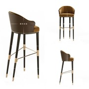 北欧现代实木吧台椅创意布艺家用高脚椅轻奢酒吧椅简约前台高脚凳