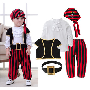 万圣节儿童服装男童角色，扮演cosplay化妆舞会，表演服海盗船长套装