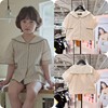 roanjane高端设计师韩国童装夏儿童(夏儿童)竖条纹海军领衬衫st05