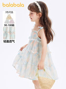 巴拉巴拉女童连衣裙2024夏季儿童裙子雪纺吊带，蛋糕裙宝宝童装