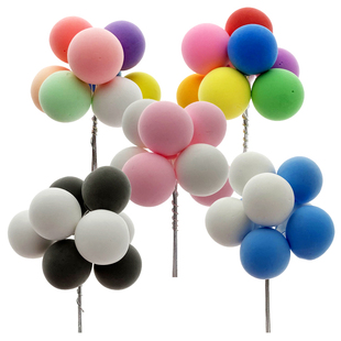 彩色黏土气球蛋糕装饰插件，8粒铁丝气球串，生日派对甜品台烘焙配件