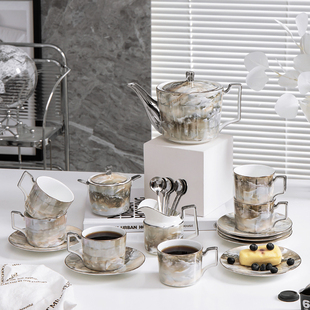 轻奢咖啡杯碟英式下午茶茶具，套装欧式高档家用陶瓷水杯水具高级感