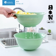 asvel日本进口双层洗菜盆沥水，篮水果盆沥水洗，菜篮厨房家用漏盆
