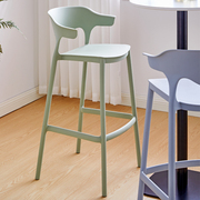 高档北欧简约吧椅现代极简塑料，靠背吧台椅家用可叠放设计师创意高