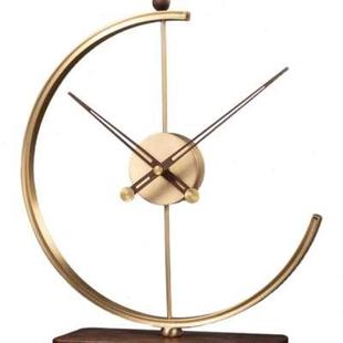 高档铜轻座奢桌钟座钟摆件纯客厅现代J简约面台式时钟家用钟表