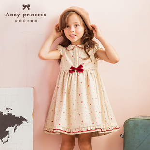 安妮公主童装女童春装连衣裙儿童娃娃领短袖公主洋装0249