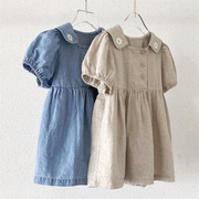 韩国夏季女童儿童短袖连衣裙宝宝，韩版2024韩范公主，裙气质裙子
