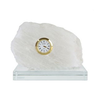 现代轻奢 天然晶石玻璃底座材质白色创意座钟摆件家居卧室装饰品F