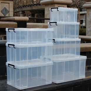 高透明(高透明)收纳塑料箱家用储物箱，整理箱特大号衣服箱子车载储藏箱加厚
