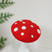 超级玛丽的小蘑菇~手工羊毛毡，圆点贝雷帽蓓蕾帽子，画家帽亲子秋冬
