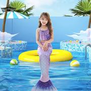 儿童美人鱼泳衣演出泳装三件套鱼，尾巴大中小女童，公主裙比基尼服装