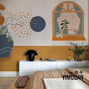 简约现代创意墙纸客厅卧室，背景墙壁布女生房墙布，北欧餐厅定制壁画