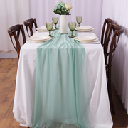 欧式甜品台桌旗 婚礼桌子装饰拍摄道具布 宴会雪纺轻奢桌布茶几布