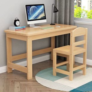 实木电脑桌儿童学习桌松木书桌，家用简易办公木桌，学生写字桌可订做