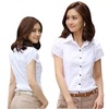 正装白领衬衫职业装棉衬衣2023短袖白色夏季工作女装淑女女士飞飞