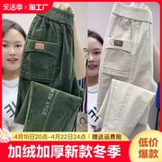 加绒加厚冬季灯芯绒女休闲裤高腰显瘦哈伦裤时尚百搭小脚裤潮