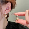 香槟金珍珠锆石耳钉女小众，设计感轻奢，高级感耳环2023耳饰