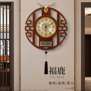 中式客厅万年历(万年历)挂钟，创意中国风钟表，挂墙时钟壁挂黄铜装饰石英