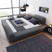 北欧布艺榻榻米双人床现代简约1.8米主卧软床加宽2米2.2米大床