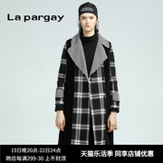 lapargay纳帕佳女装，冬季黑白色格子，大衣中长款毛呢外套