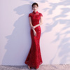 时尚女2023婚礼回门春季红色中式改良敬酒服新娘结婚礼仪旗袍