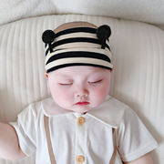 婴儿帽子夏季薄款女宝宝男护囟门发带新生儿纯棉胎帽婴幼儿韩版