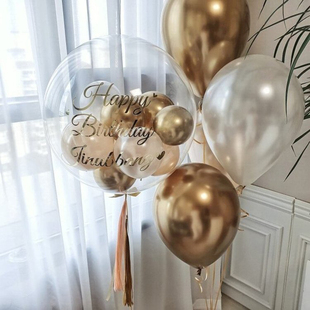 韩式百搭生日结婚波波球 透明大气球 宝宝百天背景布置飘空球中球