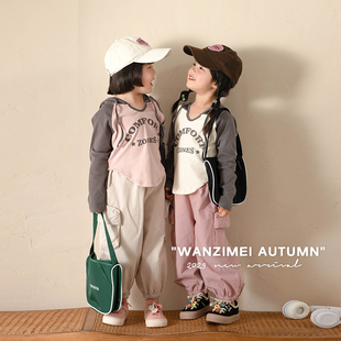sasa的丸子妹女童卫衣秋季插肩袖连帽儿童上衣两色小女孩童装时髦