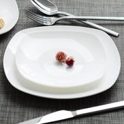 纯白色方盘方形盘子陶瓷，西餐盘菜盘凉菜碟大号牛排，餐具盘浅盘家用