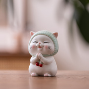 新中式可爱陶瓷工艺品动物，卡通小猫咪家居客厅，桌面装饰品小摆件