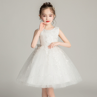 20218韩版女小童10蕾丝7跳舞蓬蓬网纱裙6白色背心公主裙子5岁