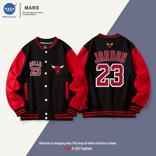 美式公牛队复古篮球棒球，服男夹克外套，运动红色男款卫衣棒球衣