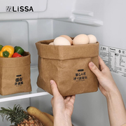 lissa牛皮纸袋厨房冰箱，蔬菜收纳袋可水洗，防水加厚ins风环保食品袋