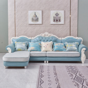 欧式布艺沙发组合客厅，大小户型实木科技布沙发(布沙发，)转角贵妃欧式沙发